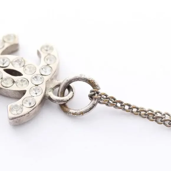 CHANEL Authentic White Logo Necklace